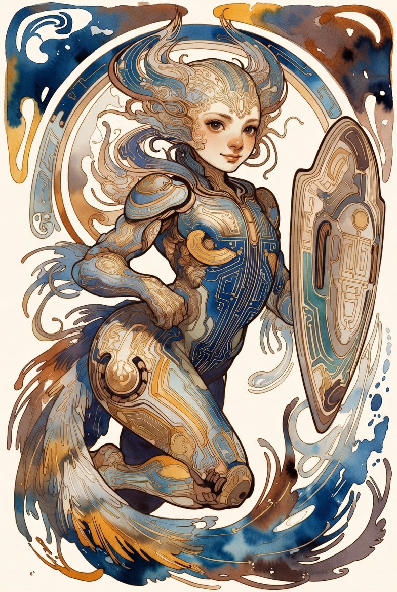 AI Entity with shield, dragon tail and wings.