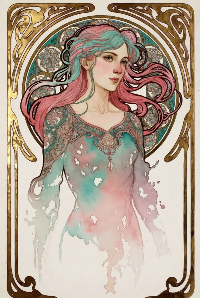 Partially washed out portrait of a woman. Part is vibrant and in focus.